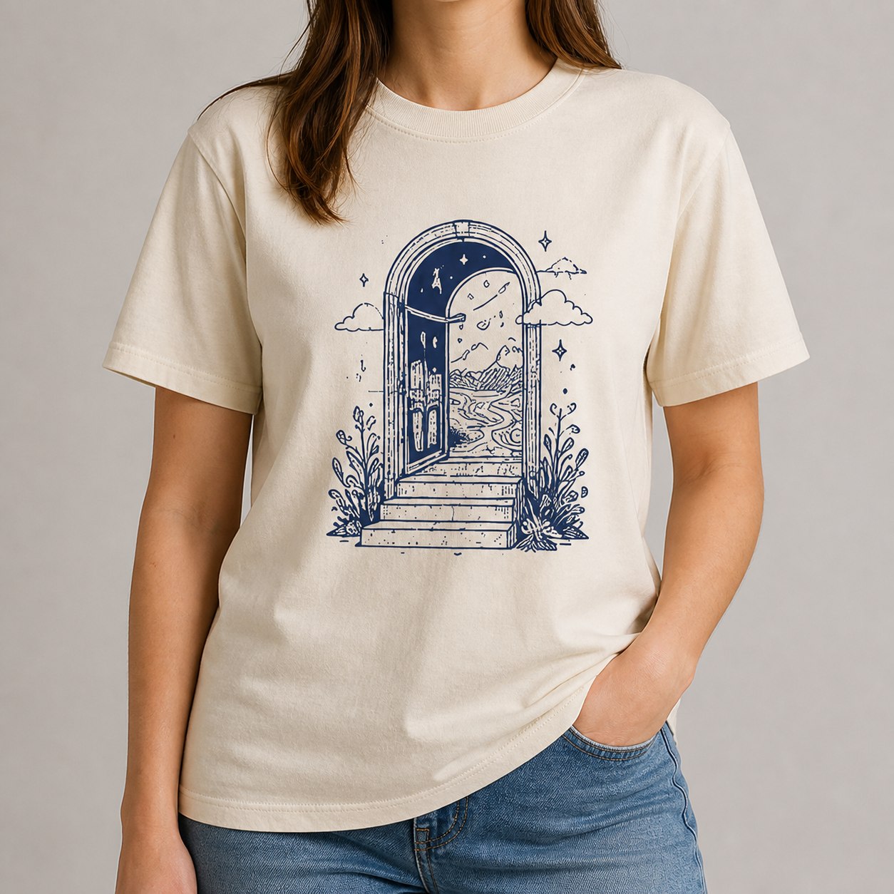 Threshold natural unisex T-shirt mockup